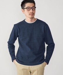 SHIPS: フェイクレイヤード ピケ クルーネック 長袖 カットソー