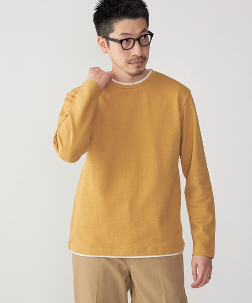 【セール】SHIPS: フェイクレイヤード ピケ クルーネック 長袖 カットソー（Tシャツ/カットソー）｜SHIPS（シップス）