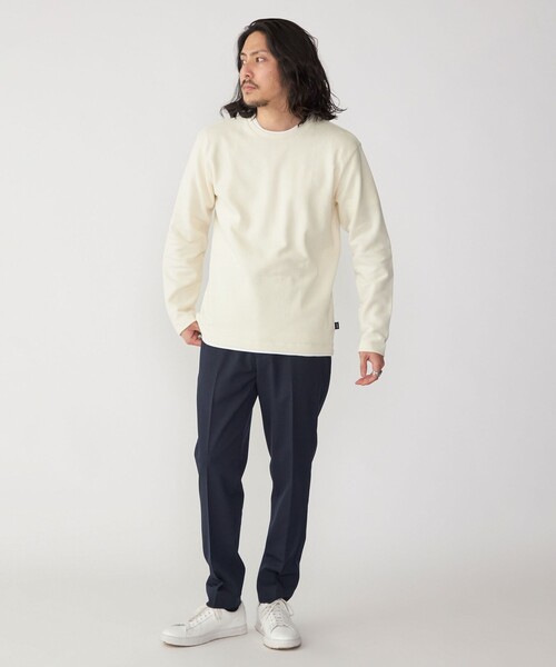 SHIPS: フェイクレイヤード ピケ クルーネック 長袖 カットソー セール】SHIPS: フェイクレイヤード ピケ クルーネック 長袖