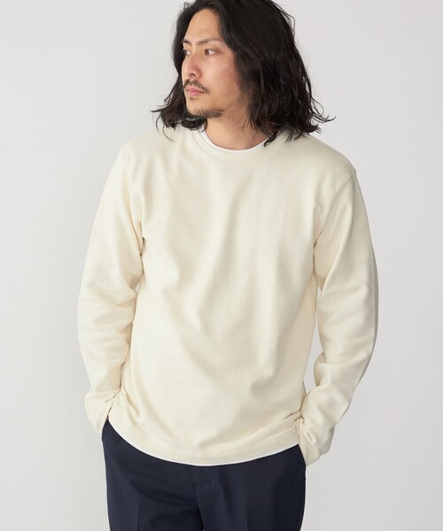 SHIPS(シップス)の「SHIPS: フェイクレイヤード ピケ クルーネック 長袖 カットソー(Tシャツ/カットソー・メンズ・ネイビー/ナチュラル/ライトグレー/イエロー系その他2・LARGE/SMALL/X-LARGE/MEDIUM)」の7枚目の写真