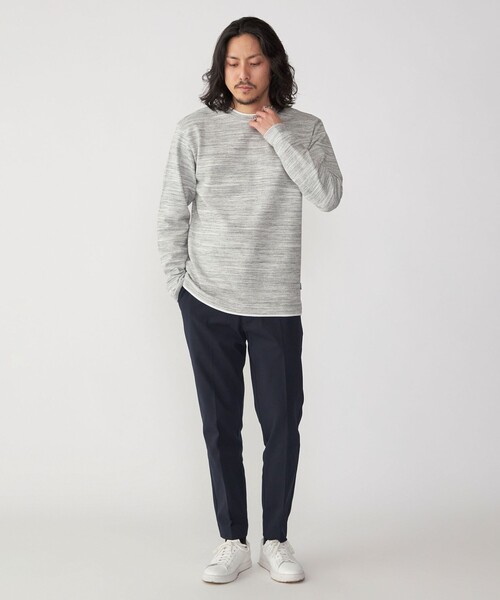 SHIPS(シップス)の「SHIPS: フェイクレイヤード ピケ クルーネック 長袖 カットソー(Tシャツ/カットソー・メンズ・ネイビー/ナチュラル/ライトグレー/イエロー系その他2・LARGE/SMALL/X-LARGE/MEDIUM)」の10枚目の写真
