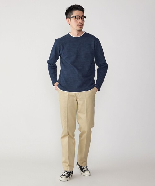 SHIPS(シップス)の「SHIPS: フェイクレイヤード ピケ クルーネック 長袖 カットソー(Tシャツ/カットソー・メンズ・ネイビー/ナチュラル/ライトグレー/イエロー系その他2・LARGE/SMALL/X-LARGE/MEDIUM)」の14枚目の写真