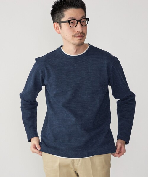 SHIPS: フェイクレイヤード ピケ クルーネック 長袖 カットソー セール】SHIPS: フェイクレイヤード ピケ クルーネック 長袖
