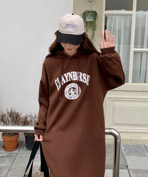 SHEPP(シープ)の「カレッジプリント スウェットパーカーロングワンピース1(ワンピース・レディース・ネイビー/グレー/ブラウン・FREE)」の17枚目の写真