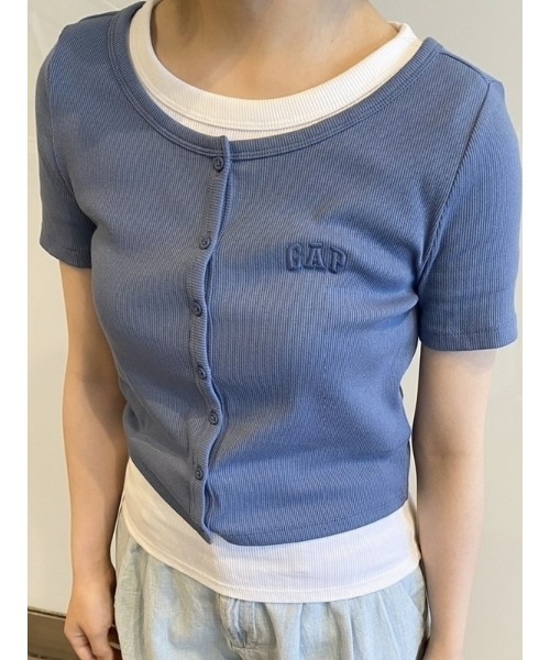GAP(ギャップ)の「リブクロップTシャツ(カーディガン)(Tシャツ/カットソー・レディース・ブラック/グリーン/ホワイト/パープル/ベージュ/ブルー/ブルー系その他/グリーン系その他・XS/S/M/L/XL/XXS)」の6枚目の写真