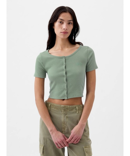 GAP(ギャップ)の「リブクロップTシャツ(カーディガン)(Tシャツ/カットソー・レディース・ブラック/グリーン/ホワイト/パープル/ベージュ/ブルー/ブルー系その他/グリーン系その他・XS/S/M/L/XL/XXS)」の5枚目の写真