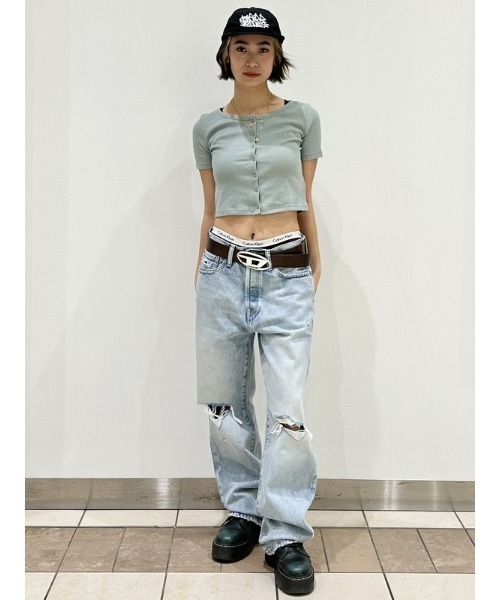 GAP(ギャップ)の「リブクロップTシャツ(カーディガン)(Tシャツ/カットソー・レディース・ブラック/グリーン/ホワイト/パープル/ベージュ/ブルー/ブルー系その他/グリーン系その他・XS/S/M/L/XL/XXS)」の9枚目の写真