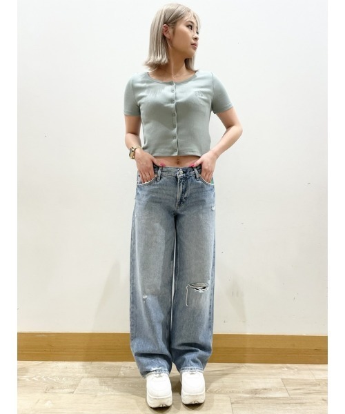 GAP(ギャップ)の「リブクロップTシャツ(カーディガン)(Tシャツ/カットソー・レディース・ブラック/グリーン/ホワイト/パープル/ベージュ/ブルー/ブルー系その他/グリーン系その他・XS/S/M/L/XL/XXS)」の18枚目の写真