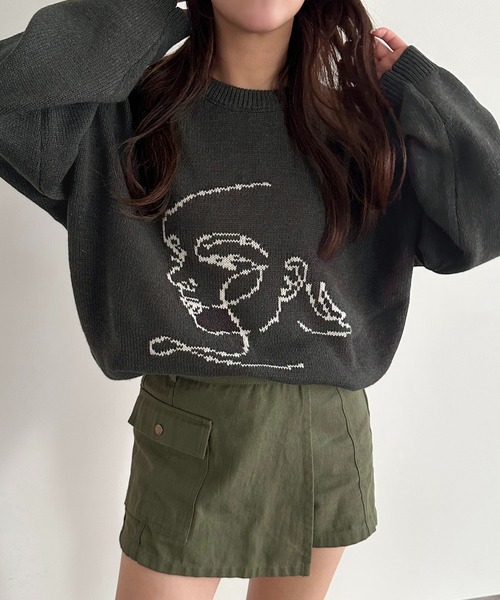 apres jour mignon（アプレジュールミニョン）の「アートジャガードニット【ZOZOTOWN限定アイテム】（ニット/セーター・レディース・チャコールグレー/ナチュラル・フリー/X-LARGE）」の12枚目の写真