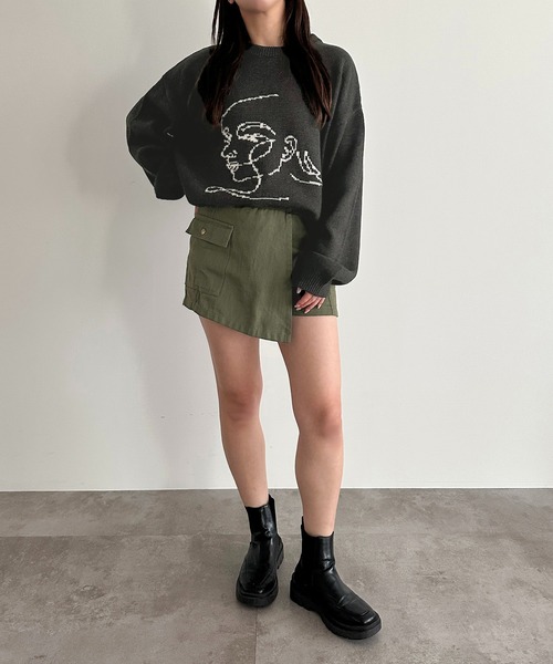 apres jour mignon（アプレジュールミニョン）の「アートジャガードニット【ZOZOTOWN限定アイテム】（ニット/セーター・レディース・チャコールグレー/ナチュラル・フリー/X-LARGE）」の3枚目の写真