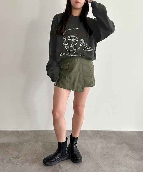 apres jour mignon（アプレジュールミニョン）の「アートジャガードニット【ZOZOTOWN限定アイテム】（ニット/セーター・レディース・チャコールグレー/ナチュラル・フリー/X-LARGE）」の6枚目の写真