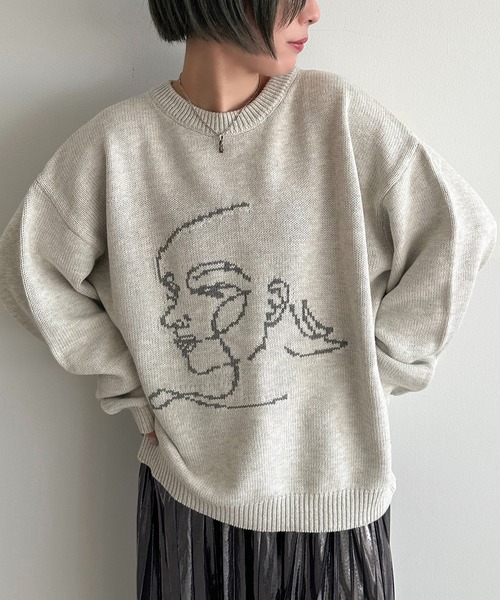 apres jour mignon（アプレジュールミニョン）の「アートジャガードニット【ZOZOTOWN限定アイテム】（ニット/セーター・レディース・チャコールグレー/ナチュラル・フリー/X-LARGE）」の9枚目の写真