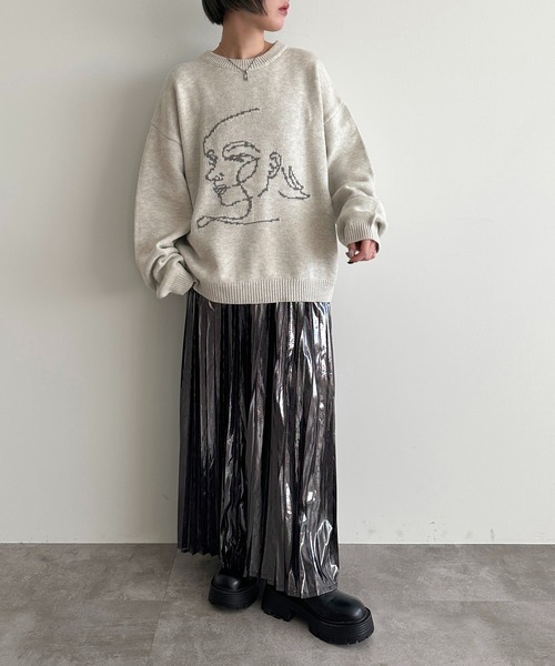 apres jour mignon（アプレジュールミニョン）の「アートジャガードニット【ZOZOTOWN限定アイテム】（ニット/セーター・レディース・チャコールグレー/ナチュラル・フリー/X-LARGE）」の11枚目の写真