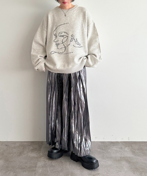 apres jour mignon（アプレジュールミニョン）の「アートジャガードニット【ZOZOTOWN限定アイテム】（ニット/セーター・レディース・チャコールグレー/ナチュラル・フリー/X-LARGE）」の15枚目の写真