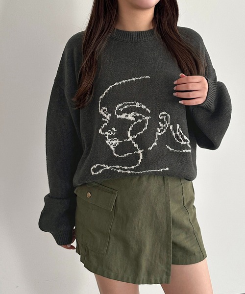 apres jour mignon（アプレジュールミニョン）の「アートジャガードニット【ZOZOTOWN限定アイテム】（ニット/セーター・レディース・チャコールグレー/ナチュラル・フリー/X-LARGE）」の22枚目の写真