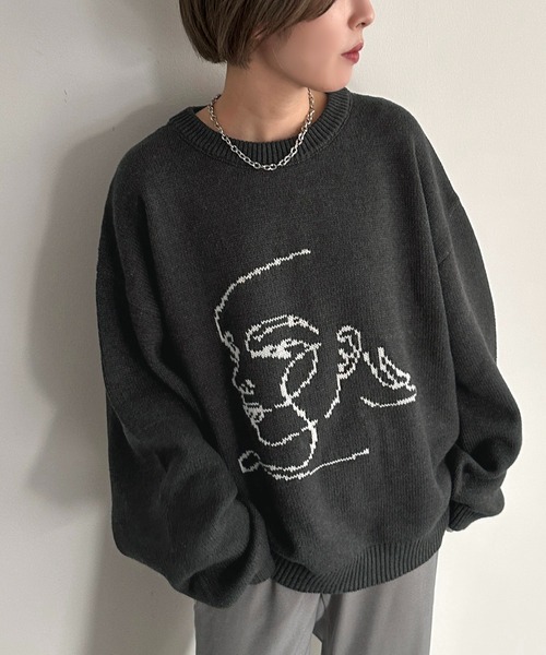 apres jour mignon（アプレジュールミニョン）の「アートジャガードニット【ZOZOTOWN限定アイテム】（ニット/セーター・レディース・チャコールグレー/ナチュラル・フリー/X-LARGE）」の17枚目の写真