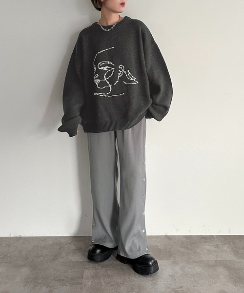 apres jour mignon（アプレジュールミニョン）の「アートジャガードニット【ZOZOTOWN限定アイテム】（ニット/セーター・レディース・チャコールグレー/ナチュラル・フリー/X-LARGE）」の20枚目の写真