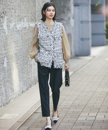 SMILE ORCHID（スマイルオーキッド）の「ツイードベスト＆テーパードパンツ＆ブラウス３点セット（スーツセット・レディース）」