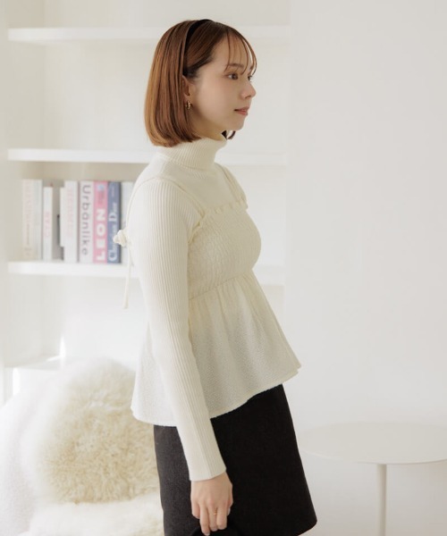 flower（フラワー）の「メルティングツイードビスチェ（キャミソール・レディース・ホワイト/グレー・FREE）」の4枚目の写真