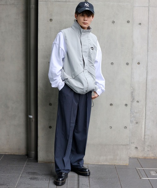 SPINNS(スピンズ)の「【サイズ展開あり・ユニセックスで着用可能】ストライプテーラードスラックスパンツ(スラックス・メンズ・ネイビー/ブラック・L/M/S)」の15枚目の写真