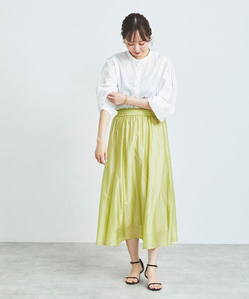 le.coeur blanc（ルクールブラン）の「キリカエギャザースカート（スカート・レディース・ライトグリーン/ダークグレー/ラベンダー・38）」の6枚目の写真