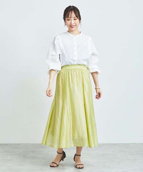 le.coeur blanc（ルクールブラン）の「キリカエギャザースカート（スカート・レディース・ライトグリーン/ダークグレー/ラベンダー・38）」の7枚目の写真