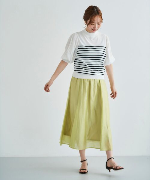 le.coeur blanc（ルクールブラン）の「キリカエギャザースカート（スカート・レディース・ライトグリーン/ダークグレー/ラベンダー・38）」の9枚目の写真