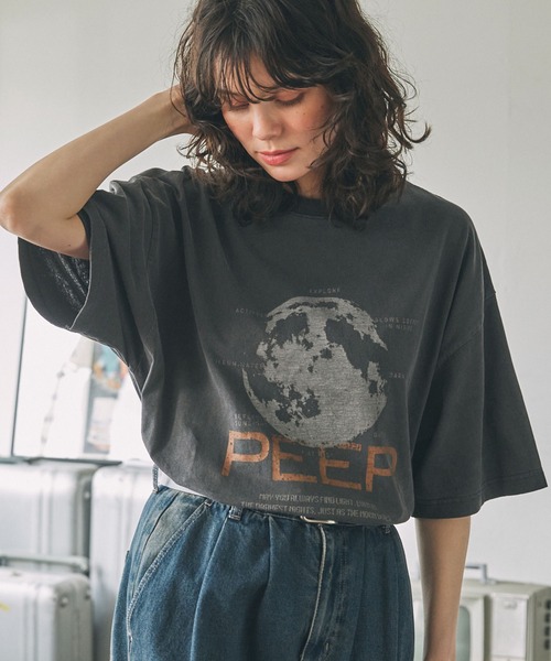 tシャツ ピグメントヴィンテージライクロゴBIG Tシャツ レディース セール】ヴィンテージライクピグメントビック半袖Tシャツ（T