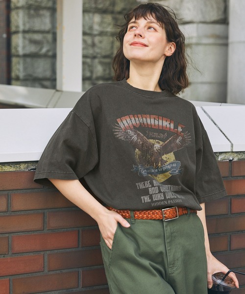 tシャツ ピグメントヴィンテージライクロゴBIG Tシャツ レディース ヴィンテージライクピグメントビック半袖Tシャツ MONO-MART