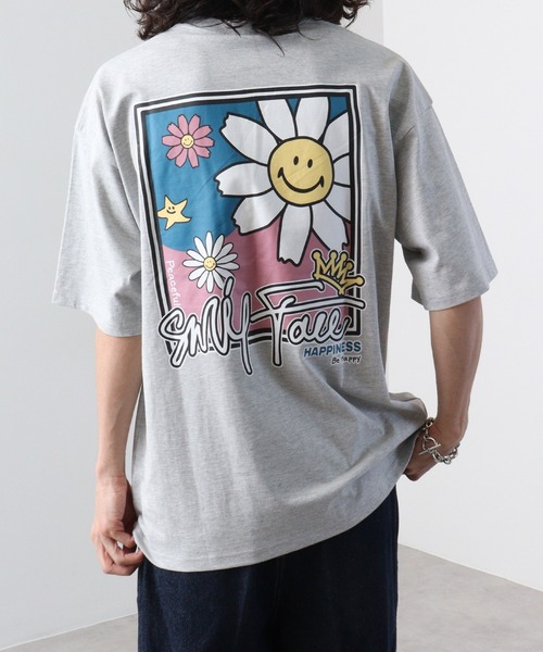SMILEY FACE（スマイリーフェイス）の「SMILEY FACE オーバーサイズ ヘビーウエイト半袖Tシャツ（Tシャツ/カットソー・メンズ・杢グレー/ブラック/グレイッシュベージュ/ホワイト系/ミント/ピンク/ブラック系/ブラック系1/ホワイト/ライトグリーン系/グレー系/ホワイト系1・LL/L/M）」の8枚目の写真
