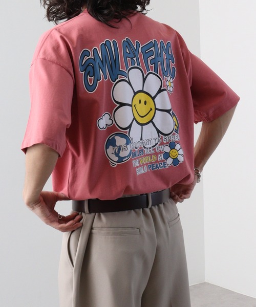 SMILEY FACE（スマイリーフェイス）の「SMILEY FACE オーバーサイズ ヘビーウエイト半袖Tシャツ（Tシャツ/カットソー・メンズ・杢グレー/ブラック/グレイッシュベージュ/ホワイト系/ミント/ピンク/ブラック系/ブラック系1/ホワイト/ライトグリーン系/グレー系/ホワイト系1・LL/L/M）」の12枚目の写真