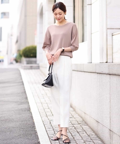 OFUON le MK（オフオンルエムケー）の「テーパードシルエットプルオンパンツ/洗える（スラックス・レディース・ブラック/アイボリー/モカ・36/38/40）」の15枚目の写真