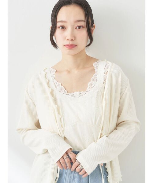 earth music&ecology(アースミュージックアンドエコロジー)の「総レースキャミソール(インナーウェア/肌着・レディース・ブルー/アイボリー/ブラック/ベージュ・S/M)」の10枚目の写真