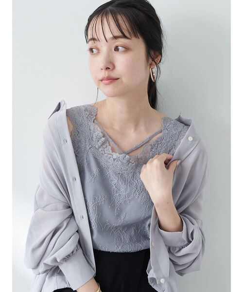 earth music&ecology(アースミュージックアンドエコロジー)の「総レースキャミソール(インナーウェア/肌着・レディース・ブルー/アイボリー/ブラック/ベージュ・S/M)」の11枚目の写真