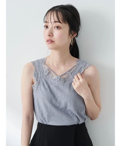 earth music&ecology(アースミュージックアンドエコロジー)の「総レースキャミソール(インナーウェア/肌着・レディース・ブルー/アイボリー/ブラック/ベージュ・S/M)」の12枚目の写真