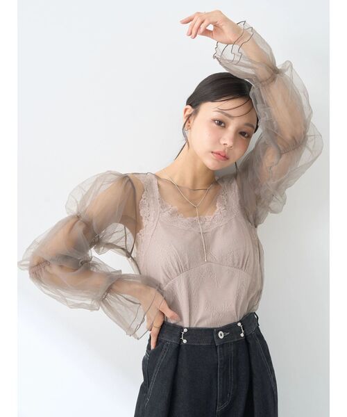 earth music&ecology(アースミュージックアンドエコロジー)の「総レースキャミソール(インナーウェア/肌着・レディース・ブルー/アイボリー/ブラック/ベージュ・S/M)」の19枚目の写真