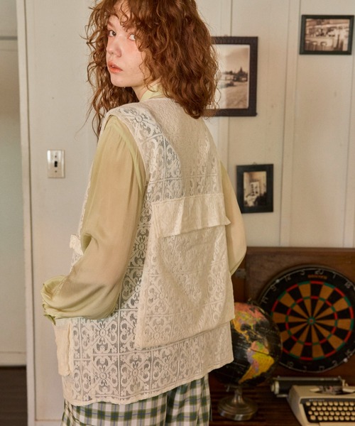 anoco no oheya（アノコノオへヤ）の「lace vest（ベスト・レディース・アイボリー・FREE）」の22枚目の写真