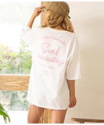 カラー サーフ刺繍×プリント コットン ビッグTシャツ