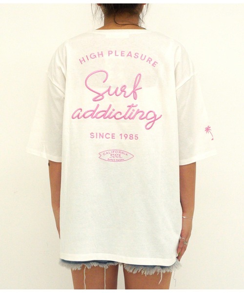 anap mimpi（アナップミンピ）の「カラー サーフ刺繍×プリント コットン ビッグTシャツ（Tシャツ/カットソー・レディース・ブラック/ホワイト/ベージュ系その他・FREE）」の22枚目の写真