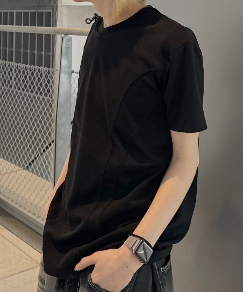 Chikashitsu +（チカシツプラス）の「【Chikashitsu +】compact stitch rib t-shirt / 【チカシツプラス】コンパクトステッチリブ半袖Tシャツ（Tシャツ/カットソー・メンズ・ホワイト/チャコール/ブラック・ONE SIZE）」の9枚目の写真