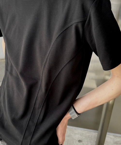 Chikashitsu +（チカシツプラス）の「【Chikashitsu +】compact stitch rib t-shirt / 【チカシツプラス】コンパクトステッチリブ半袖Tシャツ（Tシャツ/カットソー・メンズ・ホワイト/チャコール/ブラック・ONE SIZE）」の12枚目の写真