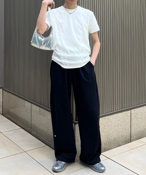 Chikashitsu +（チカシツプラス）の「【Chikashitsu +】compact stitch rib t-shirt / 【チカシツプラス】コンパクトステッチリブ半袖Tシャツ（Tシャツ/カットソー・メンズ・ホワイト/チャコール/ブラック・ONE SIZE）」の13枚目の写真