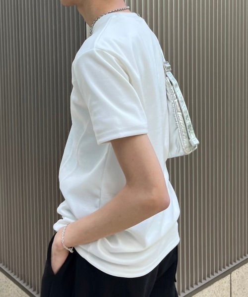 Chikashitsu +（チカシツプラス）の「【Chikashitsu +】compact stitch rib t-shirt / 【チカシツプラス】コンパクトステッチリブ半袖Tシャツ（Tシャツ/カットソー・メンズ・ホワイト/チャコール/ブラック・ONE SIZE）」の17枚目の写真