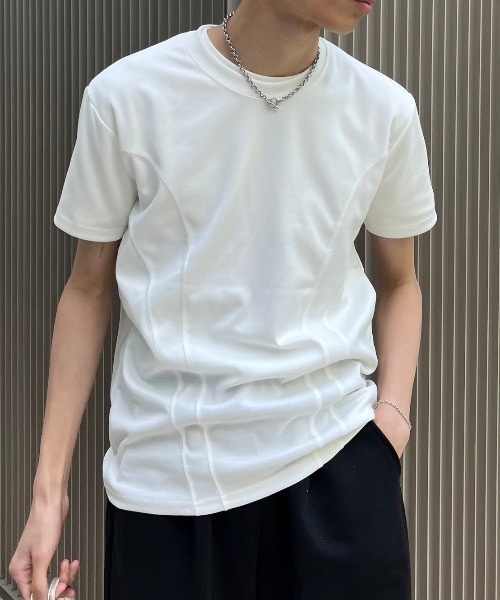 Chikashitsu +（チカシツプラス）の「【Chikashitsu +】compact stitch rib t-shirt / 【チカシツプラス】コンパクトステッチリブ半袖Tシャツ（Tシャツ/カットソー・メンズ・ホワイト/チャコール/ブラック・ONE SIZE）」の16枚目の写真