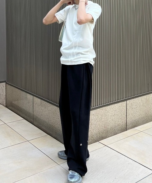 Chikashitsu +（チカシツプラス）の「【Chikashitsu +】compact stitch rib t-shirt / 【チカシツプラス】コンパクトステッチリブ半袖Tシャツ（Tシャツ/カットソー・メンズ・ホワイト/チャコール/ブラック・ONE SIZE）」の14枚目の写真