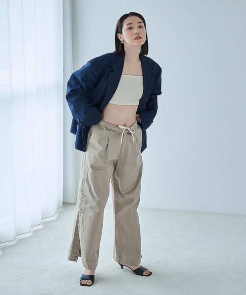 FREAK'S STORE（フリークスストア）の「FREAK’S STORE/フリークスストア サイドボタンパンツ/チノパンツ/ワイドパンツ（チノパンツ・レディース・ベージュ/オリーブ・MEDIUM/SMALL）」の10枚目の写真