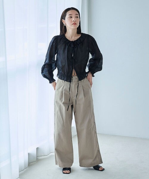 FREAK'S STORE（フリークスストア）の「FREAK’S STORE/フリークスストア サイドボタンパンツ/チノパンツ/ワイドパンツ（チノパンツ・レディース・ベージュ/オリーブ・MEDIUM/SMALL）」の22枚目の写真