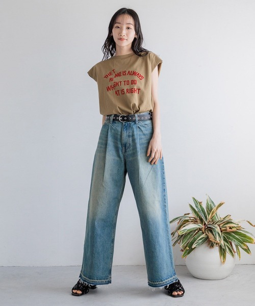 LOWRYS FARM（ローリーズファーム）の「プリントロゴＮＳ 115246（Tシャツ/カットソー・レディース・ブラウン/ホワイト/ブラック/その他・FREE）」の5枚目の写真