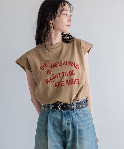 LOWRYS FARM（ローリーズファーム）の「プリントロゴＮＳ 115246（Tシャツ/カットソー・レディース・ブラウン/ホワイト/ブラック/その他・FREE）」の7枚目の写真