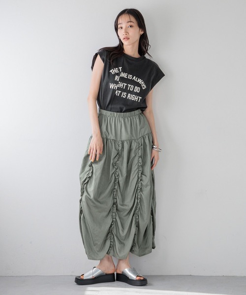 LOWRYS FARM（ローリーズファーム）の「プリントロゴＮＳ 115246（Tシャツ/カットソー・レディース・ブラウン/ホワイト/ブラック/その他・FREE）」の9枚目の写真